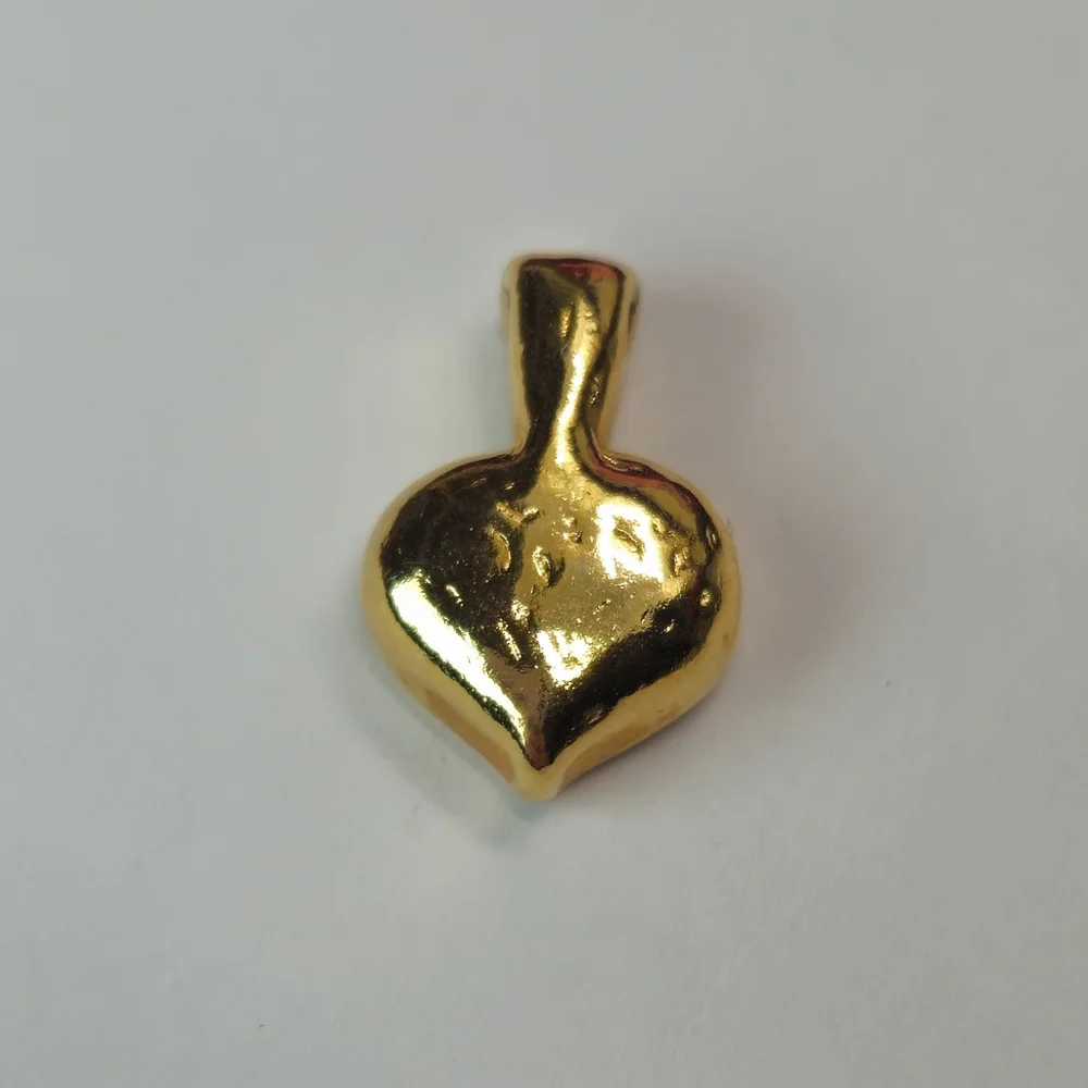 Gold & Red Shimmer Heart Pendant or Charm Chunky Heart Pendant - Picture 4 of 5